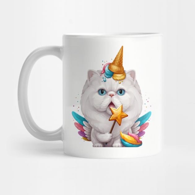 White Persian Cat Ice Cream Unicorn by stonemask